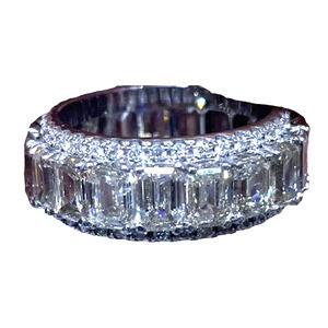 White Gold Stunning 95 Stone Natural Diamond Ring Wedding Band Ring Size 8.25